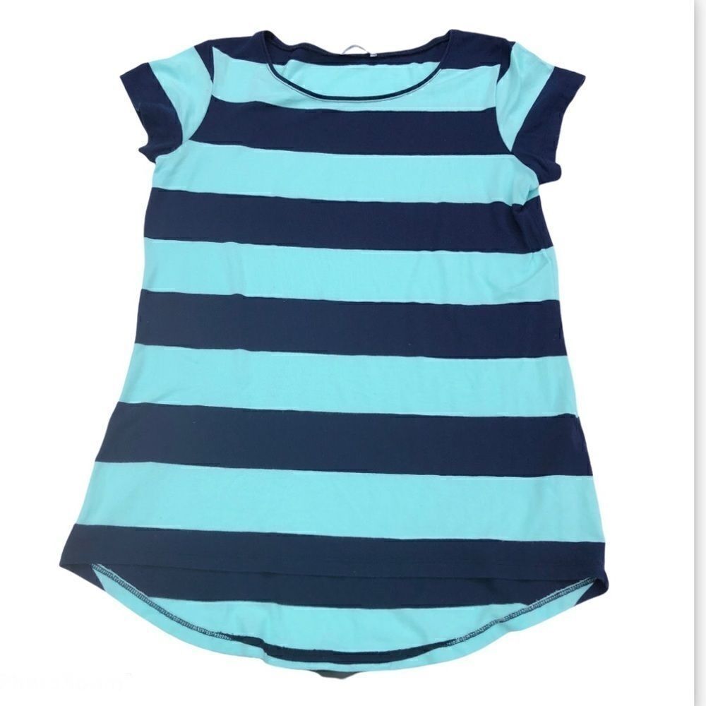 Orsay baby & teal Striped hi low crew T Shirt cheap M